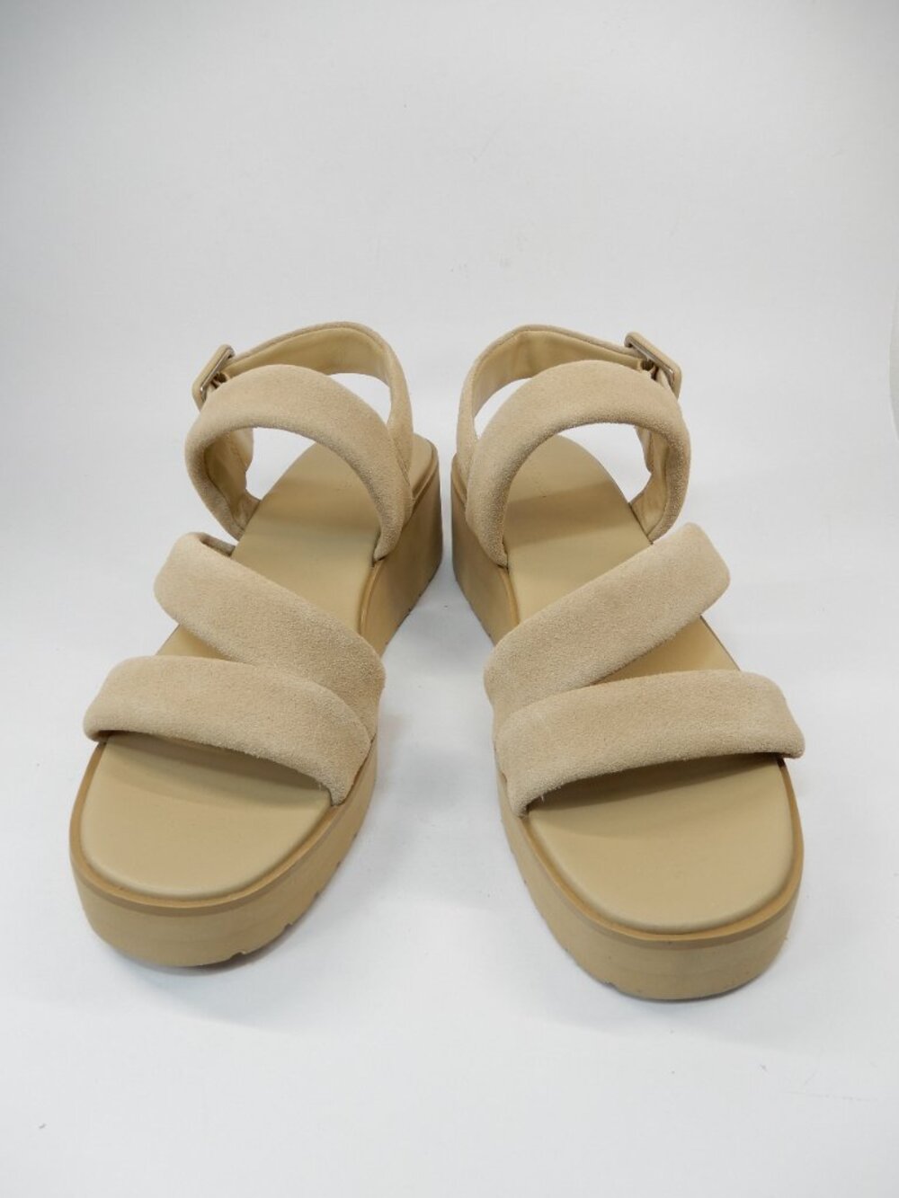 VINCE Skylar Low Wedge Slingback SANDALS Size 8.5 Nude Beige Suede NEW $280 - Picture 7 of 16